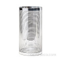 Silber gestreifte Zylinder Vase Glas